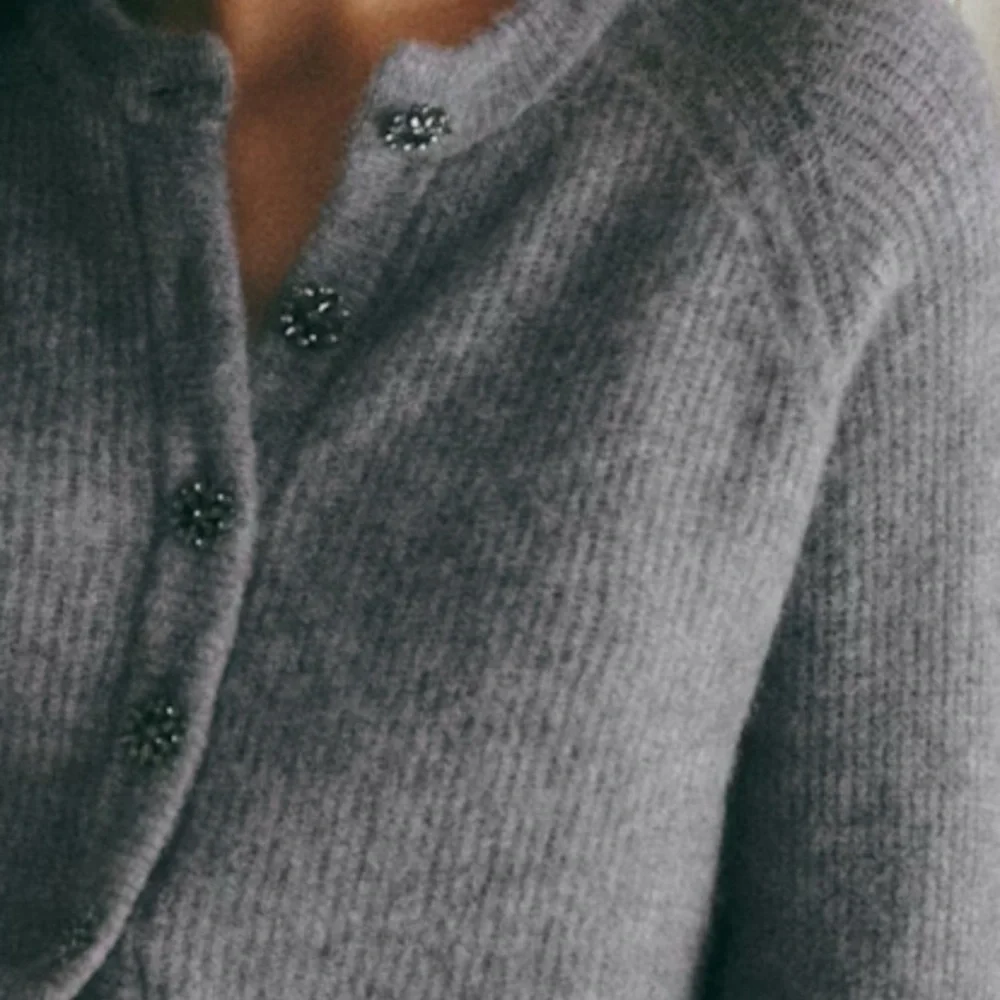 Sezane Charcoal Cardigan Sweater - Picture 2 of 5
